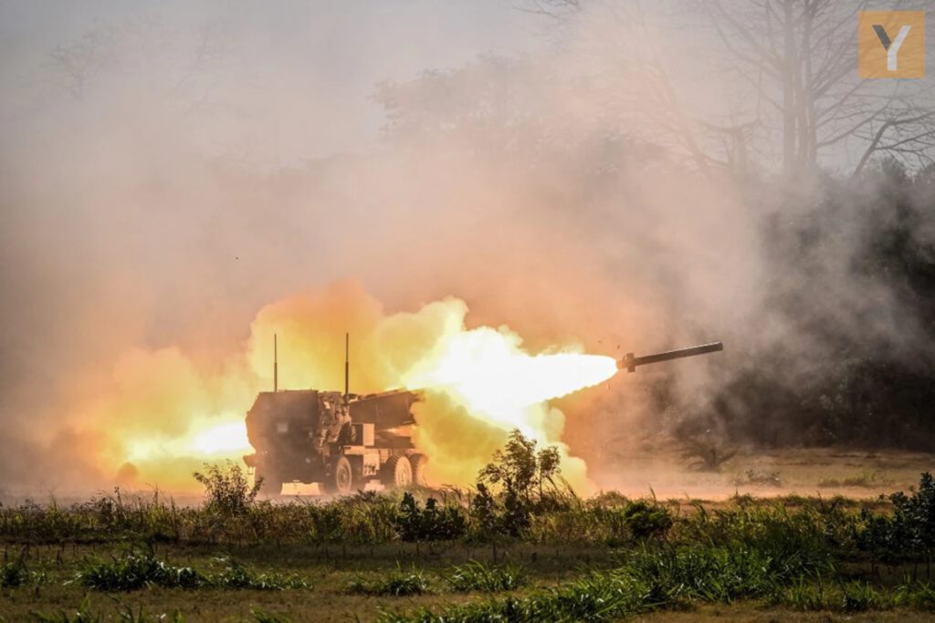 US military personnel deploy the M142 High Mobility Artillery Rocket Systems (HIMARS) in Situbondo, East Java, as part of the Super Garuda Shield 2023 joint military exercise with participants from Indonesia, Japan, Singapore, Australia, and the US on September 11, 2023. 